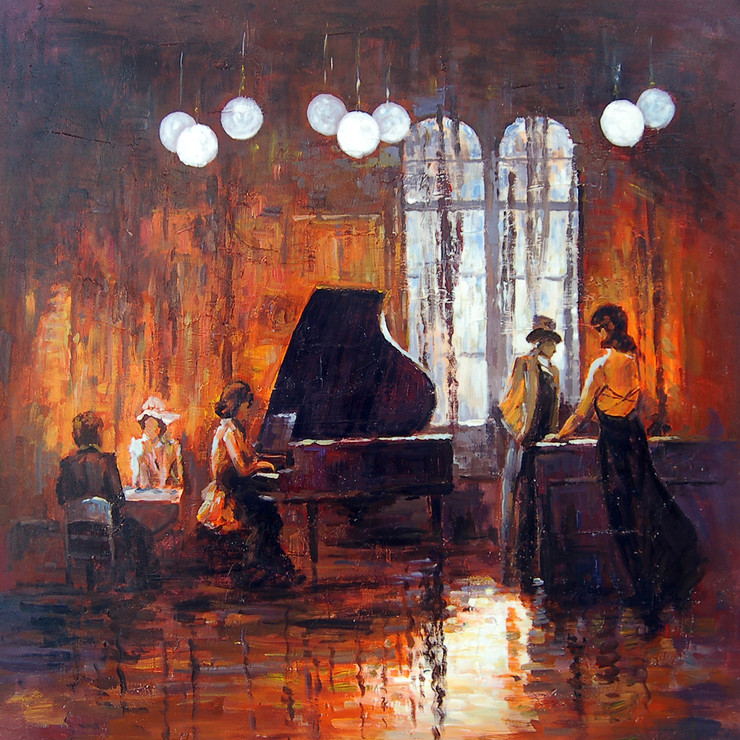 music, music painting, musician, painting of a musician, guitar, musical instruments, music, dance, congo, bongo, chailo,dance, couple dancing, piano, dancing couple painting, couple painting