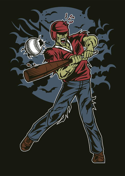 Zombie Baseball (PRT_3422) - Canvas Art Print - 21in X 29in