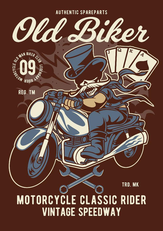 Old Man Biker (PRT_3397) - Canvas Art Print - 21in X 29in