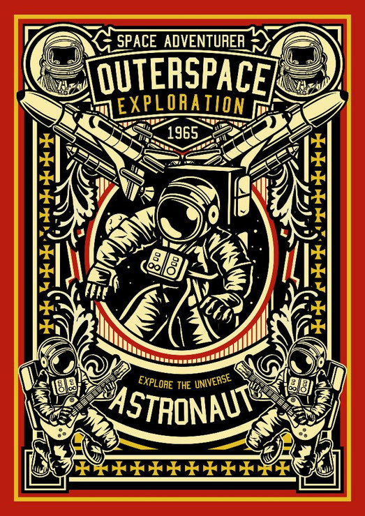 Astronaut Outerspace Exploration (PRT_3435) - Canvas Art Print - 21in X 29in