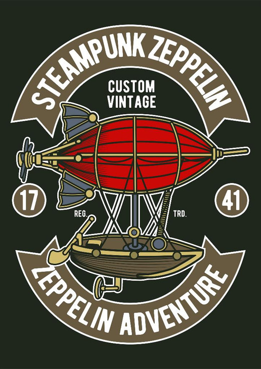 Steam Punk Zeppelin (PRT_3513) - Canvas Art Print - 21in X 29in
