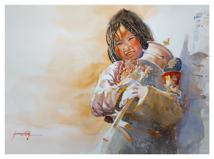 Golden Soul (ART_5774_51525) - Handpainted Art Painting - 23in X 16in