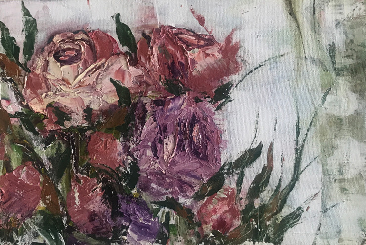 Roses (ART_7719_51377) - Handpainted Art Painting - 18in X 12in