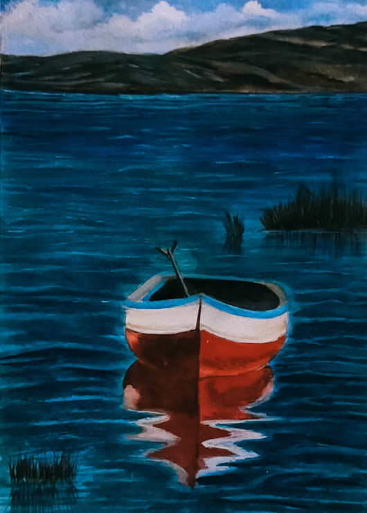 Boat painting (ART_7635_51277) - Handpainted Art Painting - 6in X 8in