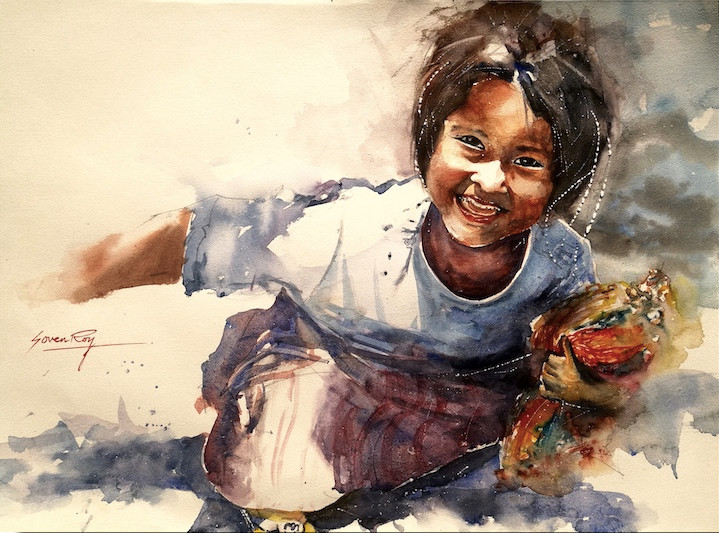 Innocence (ART_5774_51125) - Handpainted Art Painting - 20in X 14in