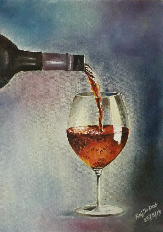 Wine Glass (ART_4209_48472) - Handpainted Art Painting - 12in X 16in