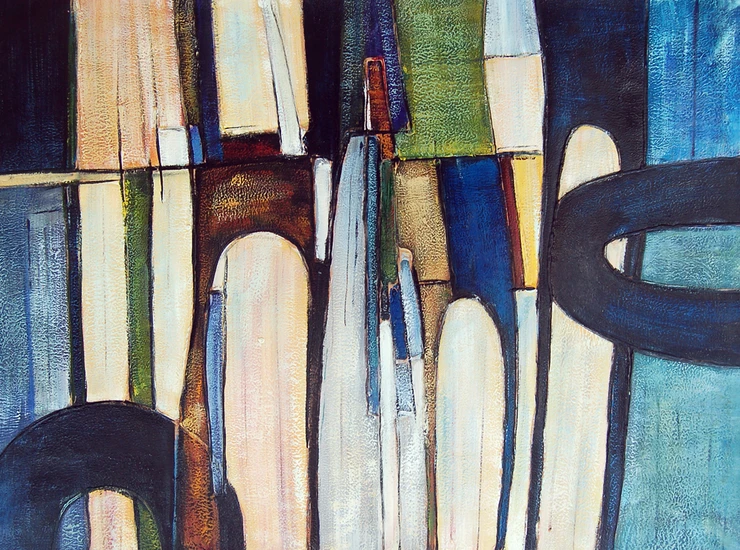abstract, abstract painting, sky, skyline, sky painting, blue blocks, connected, stroke, abstract stroke painting