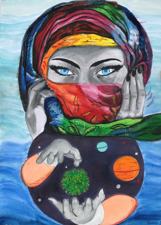 Covid19 pandemic  (ART_7676_50938) - Handpainted Art Painting - 10in X 12in