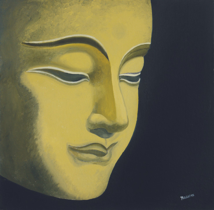 buddha, buddha painting, smiling buddha painting