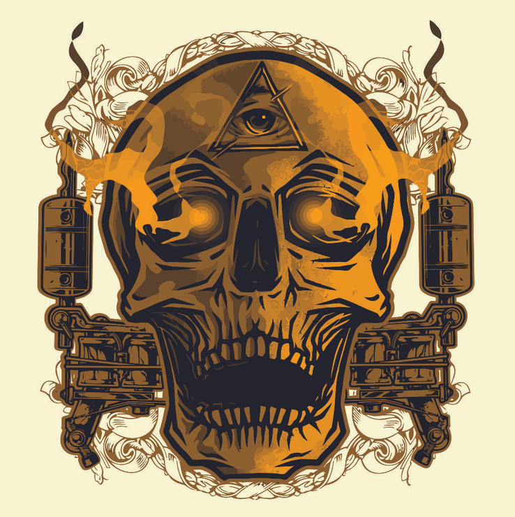 Skull Tattoo (PRT_4030) - Canvas Art Print - 20in X 20in