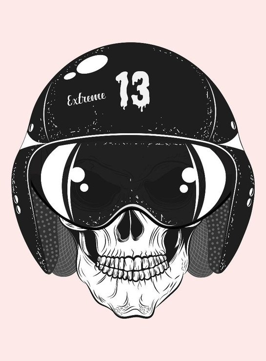 Rider Skull (PRT_4052) - Canvas Art Print - 18in X 24in