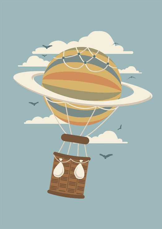 Saturn Air Balloon (PRT_4186) - Canvas Art Print - 21in X 29in