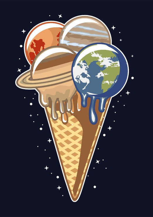 Planet Ice Cream (PRT_4251) - Canvas Art Print - 21in X 29in