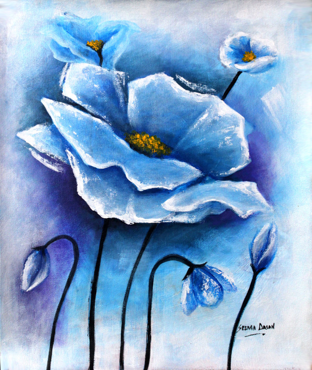 Flower (ART_236_51864) - Handpainted Art Painting - 15in X 13in