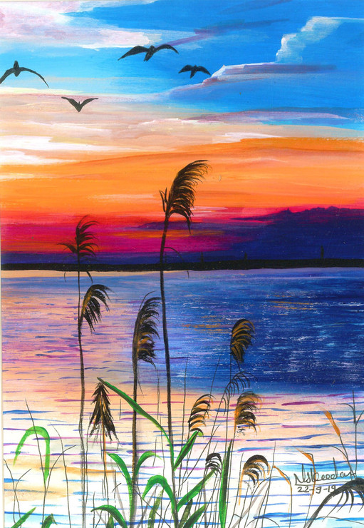 Beauty of Nature (ART_7568_49472) - Handpainted Art Painting - 8in X 10in