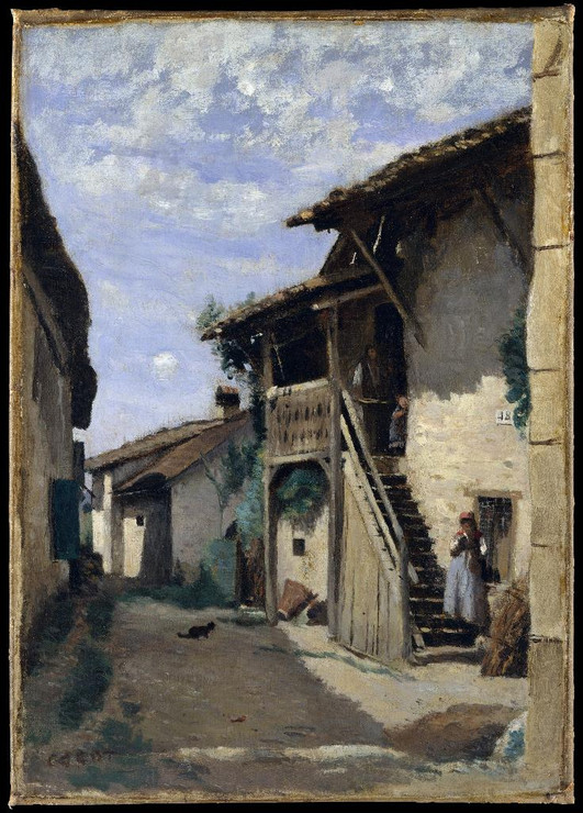 A Village Street Dardagny by Camille Corot
(PRT_4302) - Canvas Art Print - 17in X 23in