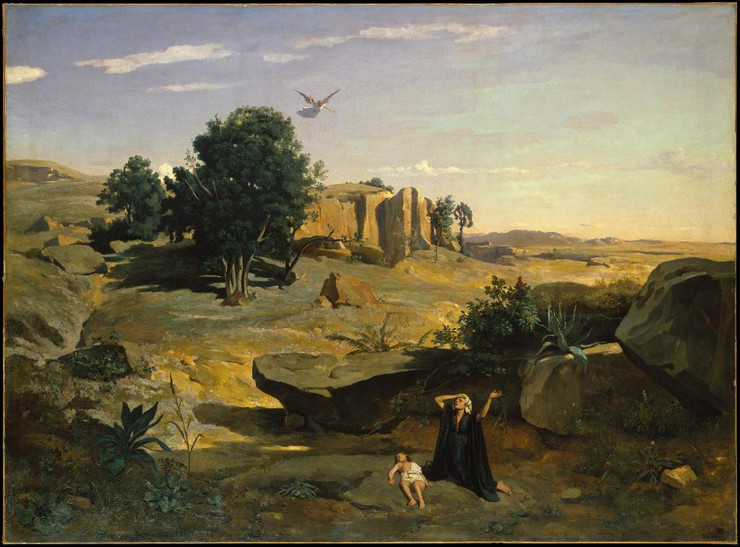 Hagar In The Wilderness by Camille Corot
(PRT_4309) - Canvas Art Print - 22in X 17in