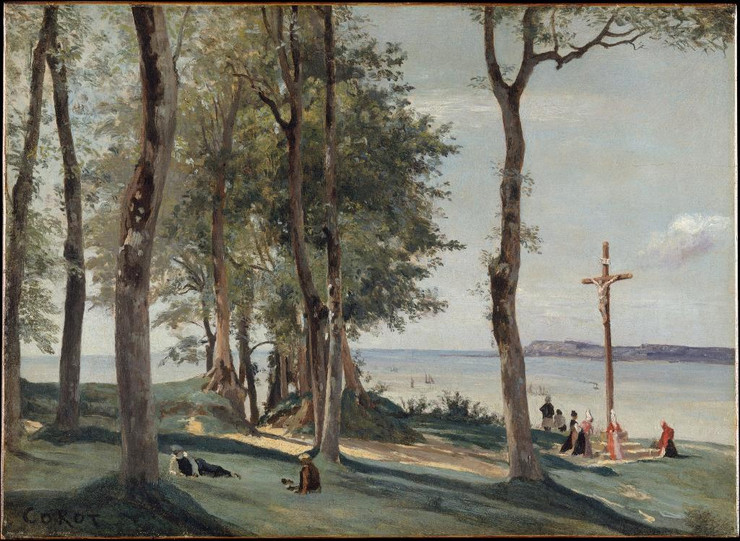 Honfleur Calvary by Camille Corot
(PRT_4310) - Canvas Art Print - 22in X 16in
