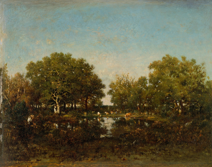 The Pool (Memory Of The Forest Of Chambord) by Theodore Rousseau
(PRT_4346) - Canvas Art Print - 23in X 18in