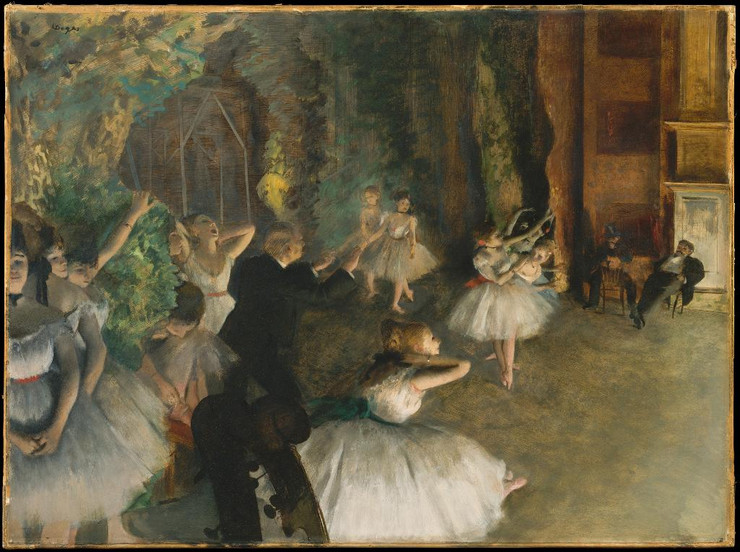 The Rehearsal Of The Ballet Onstage by Edgar Degas
(PRT_4437) - Canvas Art Print - 22in X 17in