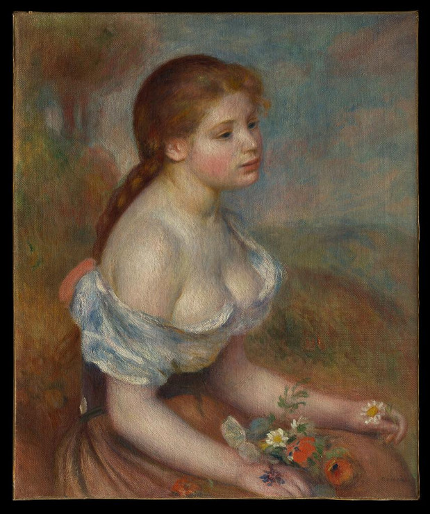 A Young Girl With Daisies by Auguste Renoir
(PRT_4460) - Canvas Art Print - 20in X 24in