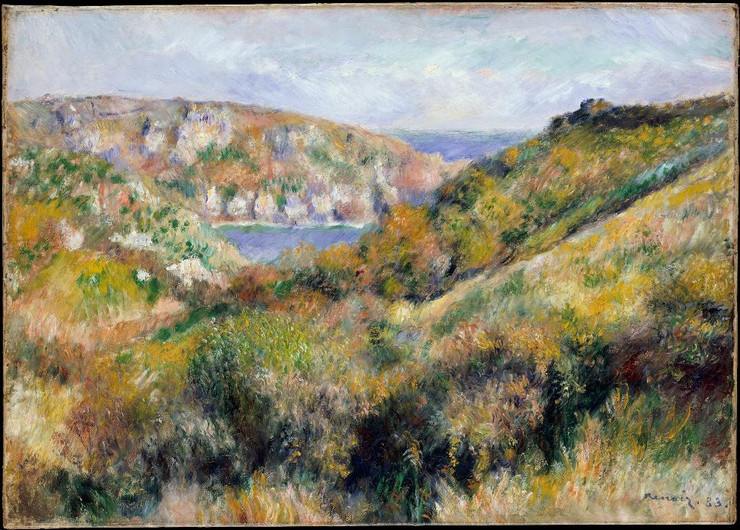 Hills Around The Bay Of Moulin Huet by Auguste Renoir
(PRT_4464) - Canvas Art Print - 22in X 16in