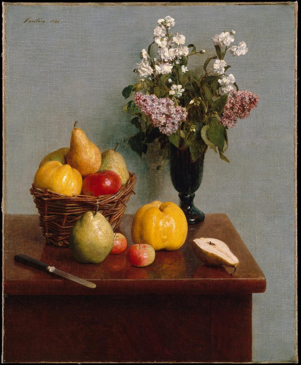 Still Life With Flowers And Fruit by Henri Fantin
(PRT_4507) - Canvas Art Print - 19in X 22in