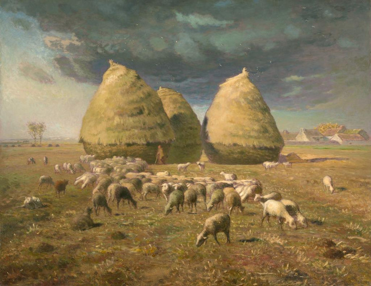 Haystacks- Autumn by Jean Francois Millet
(PRT_4514) - Canvas Art Print - 22in X 17in