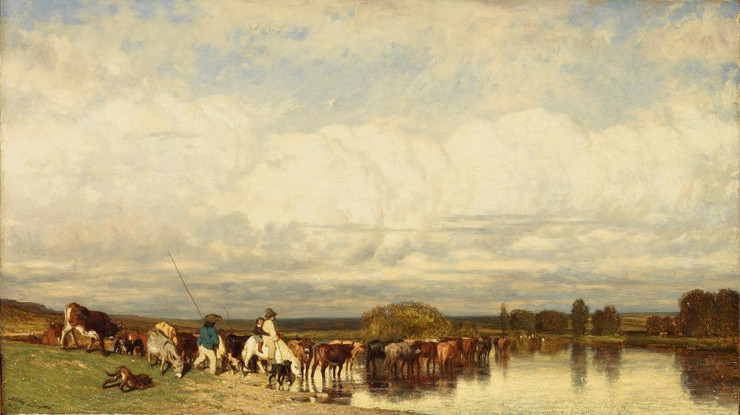 Cows Crossing A Ford by Jules Dupre
(PRT_4526) - Canvas Art Print - 22in X 13in