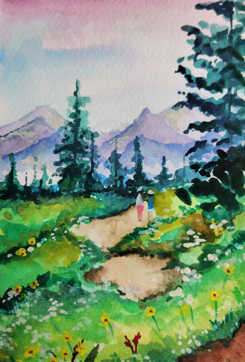 The beautiful trail (PRT_7624_52259) - Canvas Art Print - 25in X 37in