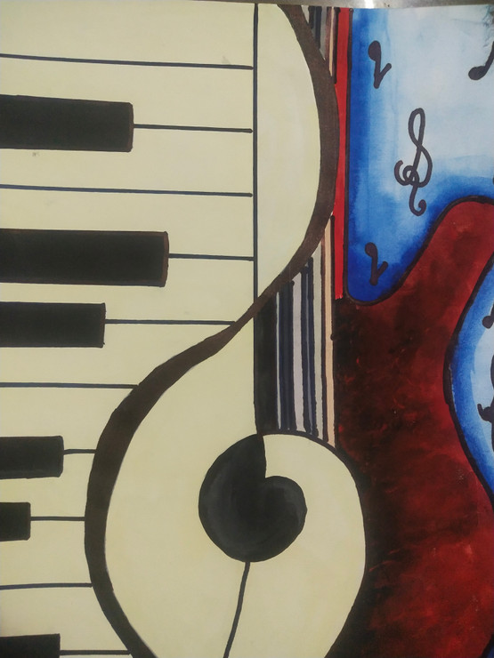 Musical infusion (ART_2572_52172) - Handpainted Art Painting - 10in X 10in