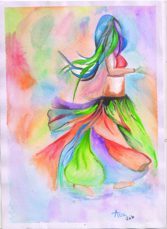 Shower of colors (ART_7746_52027) - Handpainted Art Painting - 8in X 12in