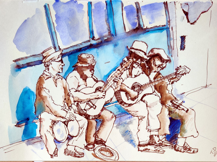 The Cuban Street Band (PRT_7377_52580) - Canvas Art Print - 22in X 16in