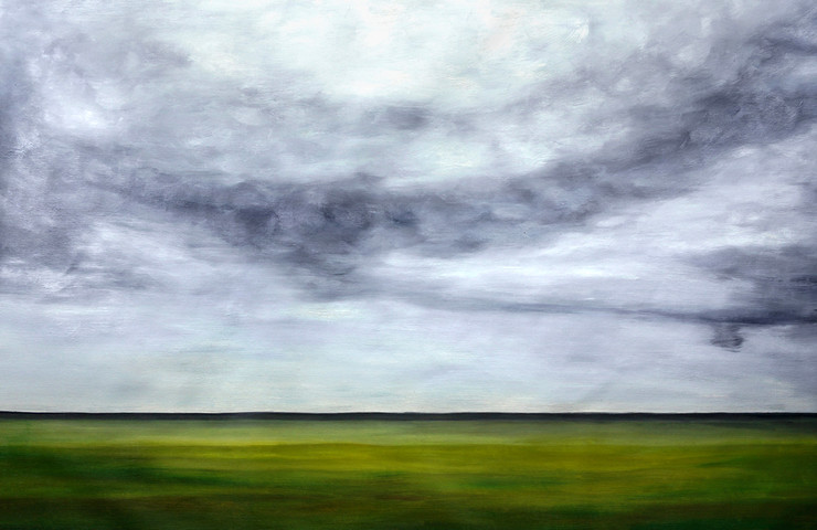 absatract, abstract painting, clouds, green, green land