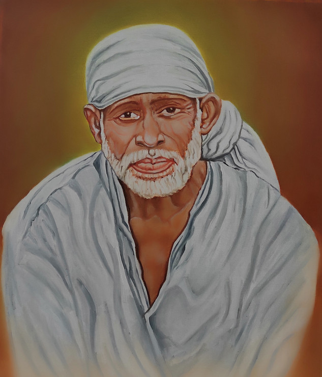 SAI BABA Realistic Oil painting (ART_5557_52767) - Handpainted Art Painting - 18in X 21in