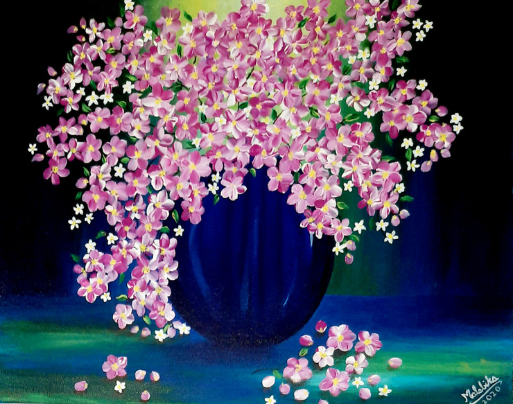 Flower Vase (ART_7794_52687) - Handpainted Art Painting - 16in X 20in