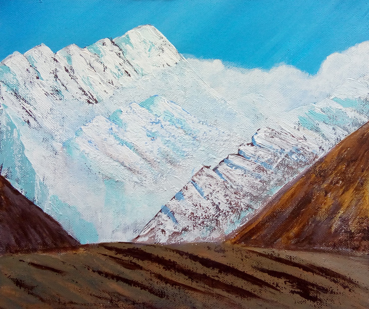 TRANQUIL MOUNTAINS (ART_7793_52588) - Handpainted Art Painting - 11in X 10in