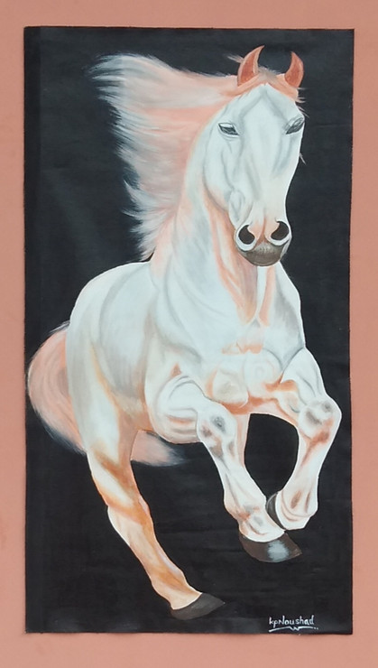 Horse (ART_7788_52529) - Handpainted Art Painting - 21in X 38in