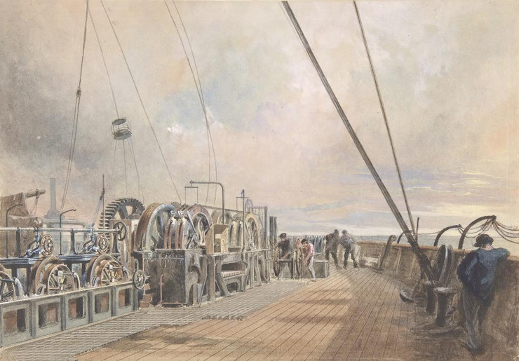 Deck Of Great Eastern, Aft- The Paying-out Machinery by Robert Charles Dudley 
(PRT_5035) - Canvas Art Print - 22in X 15in