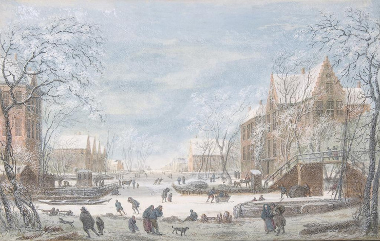 Snow Falling On A Dutch Town by Abraham Rademaker
(PRT_5142) - Canvas Art Print - 22in X 14in