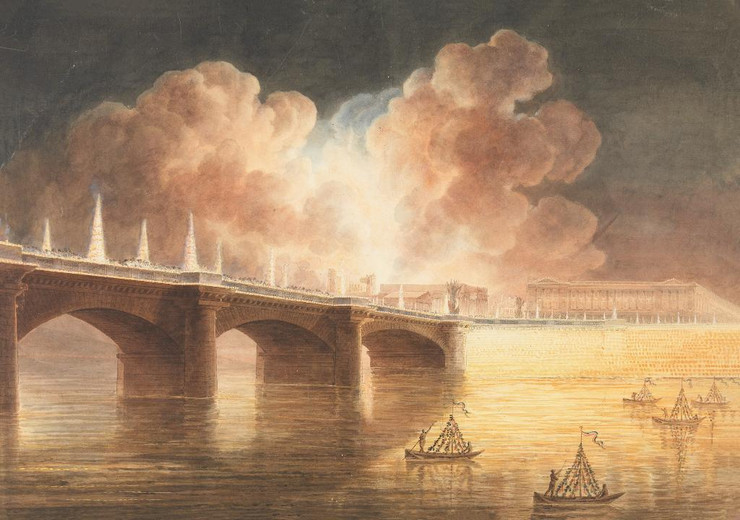 F√™te Pour La Paix G√©n√©rale Donn√©e √† Paris Le 18 Brumaire Pont Et Place De La Concorde  (PRT_5213) - Canvas Art Print - 21in X 15in