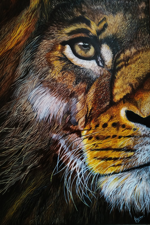 Half Face (ART_7786_53114) - Handpainted Art Painting - 20in X 32in