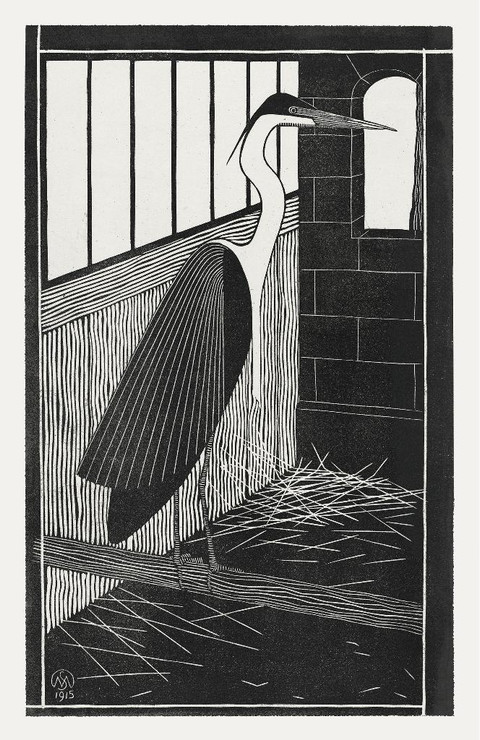 Giant Heron (Reuzenreiger) (1915)  by Samuel Jessurun de Mesquita
(PRT_5252) - Canvas Art Print - 22in X 34in