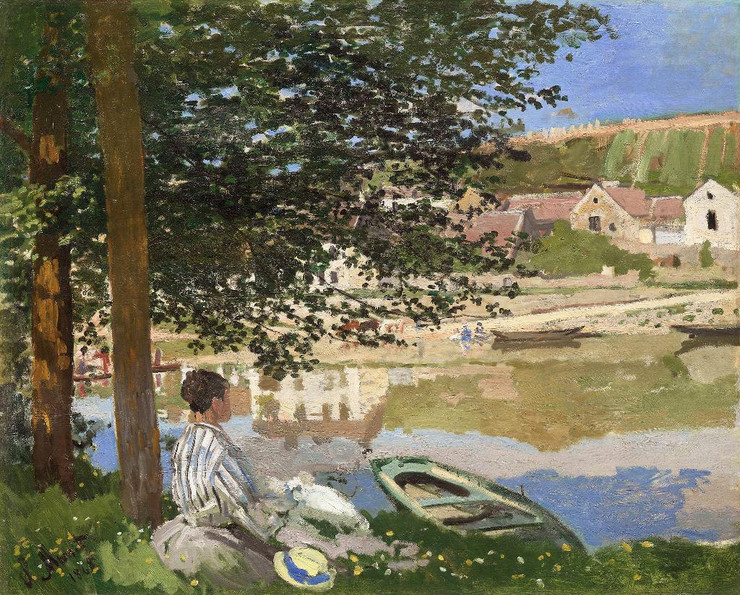 On The Bank Of The Seine, Bennecourt (1868) by Claude Monet
(PRT_5266) - Canvas Art Print - 18in X 15in