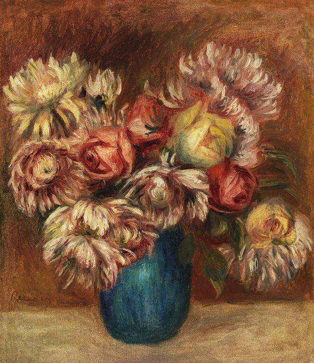 Flowers In A Green Vase (Fleurs Dans Un Vase Vert) (1912) by Pierre-Auguste Renoir
(PRT_5505) - Canvas Art Print - 25in X 29in