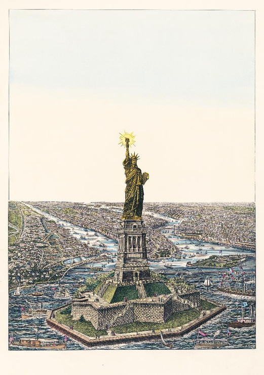 The Great Bartholdi Statue, Liberty Enlightening The World by Currier & Ives
(PRT_5547) - Canvas Art Print - 28in X 40in