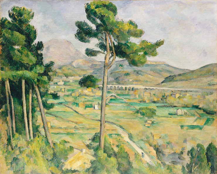 Mont Sainte-Victoire And The Viaduct Of The Arc River Valley (1882‚Äì1885) By Paul C√©zanne (PRT_5718) - Canvas Art Print - 22in X 17in