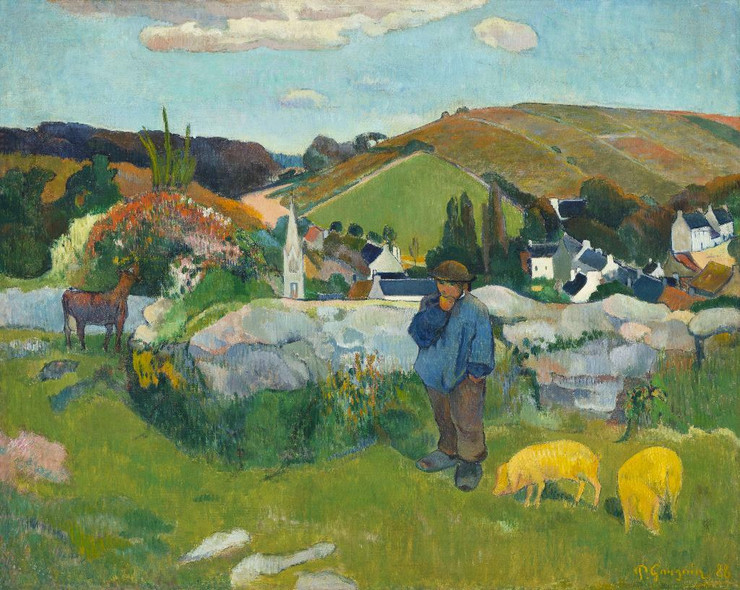 The Swineherd (1888) By Paul Gauguin (PRT_5746) - Canvas Art Print-CS_MF7HN_PRT_5746 - 18.00in X 14.60in