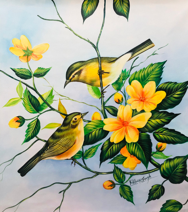 Bird painting  (ART_6706_53555) - Handpainted Art Painting - 24in X 24in