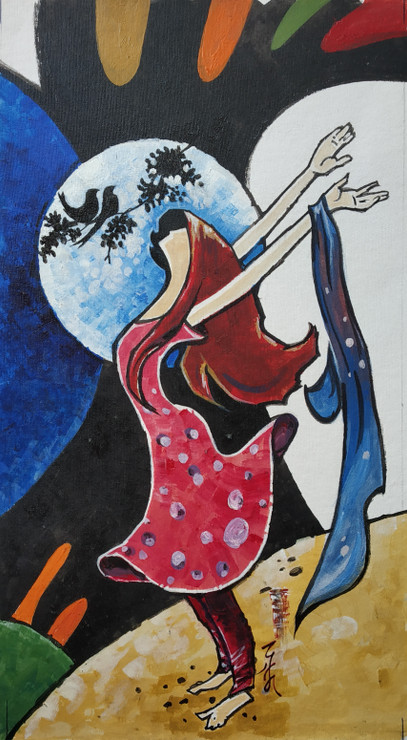 Independent free women (ART_7847_53527) - Handpainted Art Painting - 11in X 14in